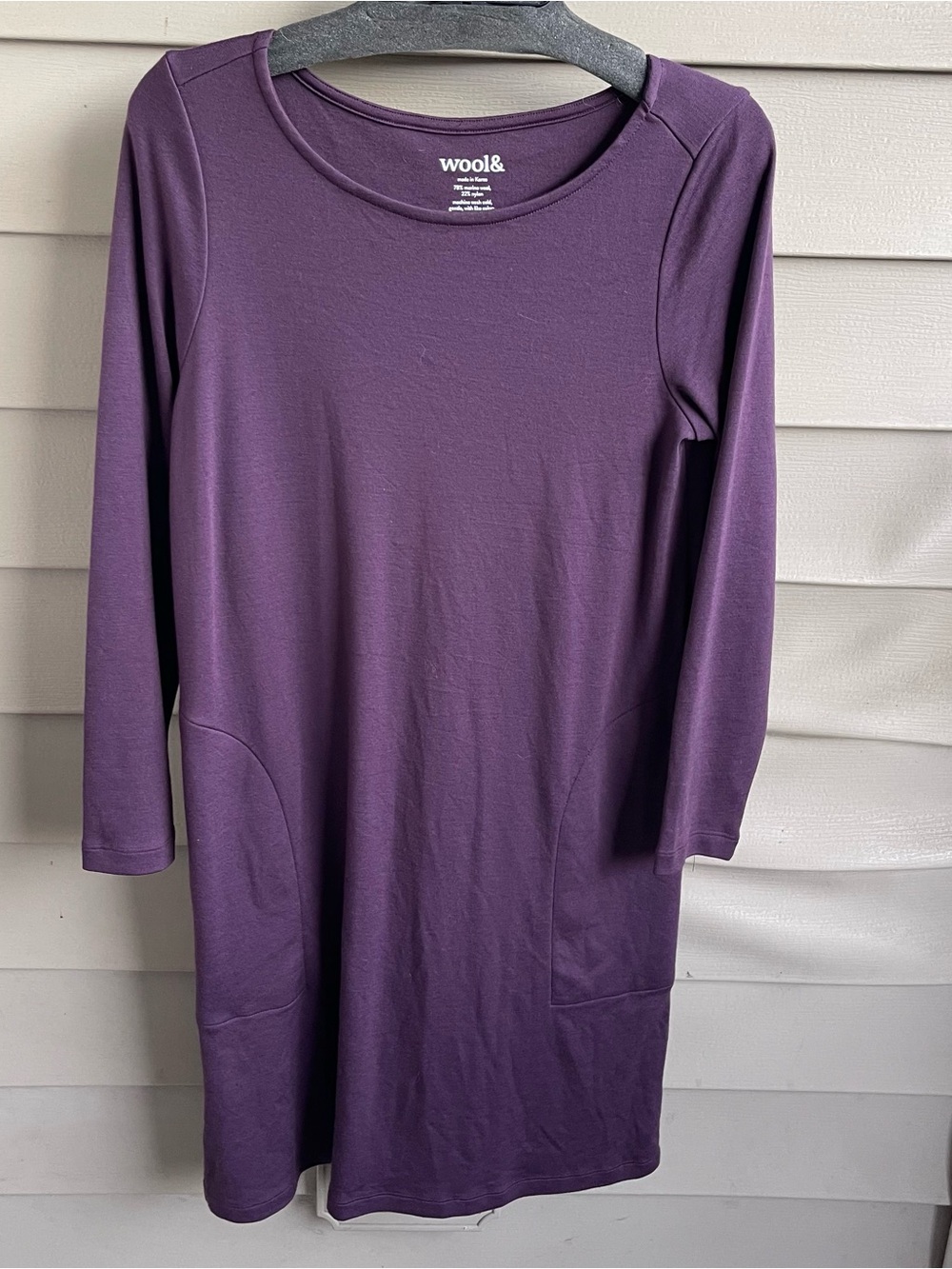 Wool& Wooland Rowena Merino Swing Dress Marionberry Purple Size Medium Pockets